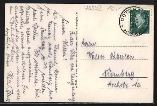 AK Döttingen, Landschaftspanorama und Ortschaft
