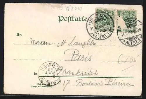 Lithographie Dresden, Belvedere und kgl. Stallhof