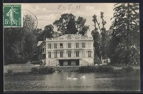 AK Margency, Le Château de Bury et son étang avec cygnes