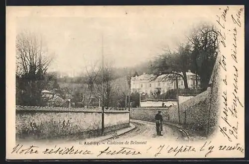AK Andilly, Château de Belmont et le chemin bordé de murs