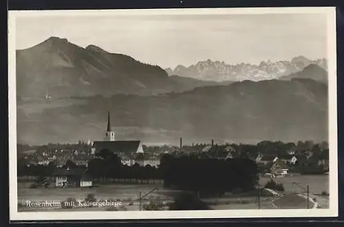 AK Rosenheim / Bayern, Ortsansicht mit Kaisergebirge im Panorama