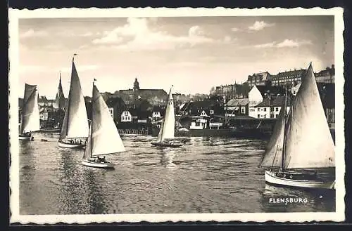 AK Flensburg, Flusspartie mit Segelbooten