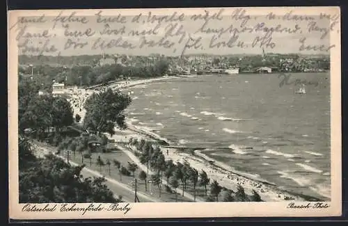 AK Eckernförde-Borby, Strand mit Badegästen aus der Vogelschau