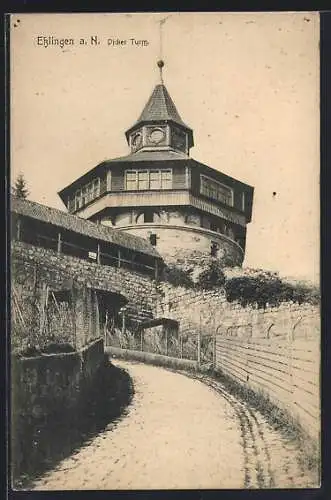 AK Esslingen a. N., Dicker Turm mit Strassenpartie