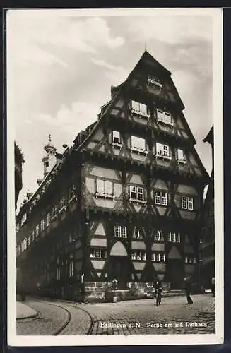 AK Esslingen a. N., Strassenpartie am alten Rathaus