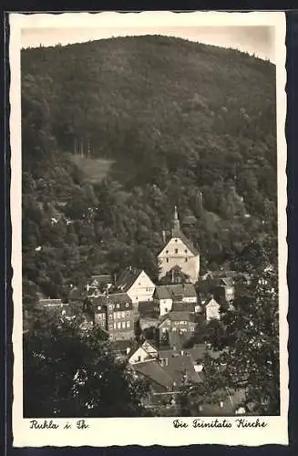 AK Ruhla i. Th., Teilansicht mit Trinitatis-Kirche