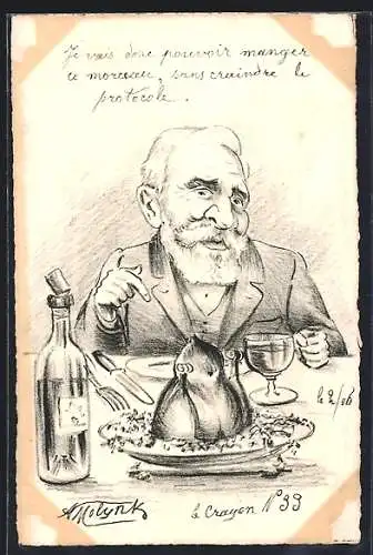 Künstler-AK sign. Molynk: Französischer Präsident Loubet