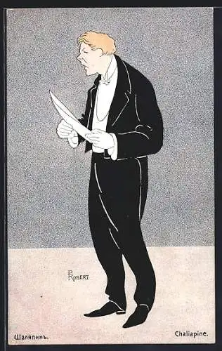 Künstler-AK sign. P. Robert: Opernsänger Schaljapin