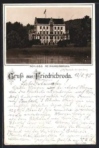 Vorläufer-Lithographie Friedrichroda, 1895, Schloss Reinhardsbrunn