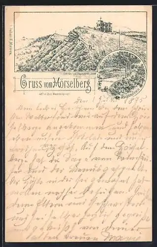 Vorläufer-Lithographie Hörselberg, 1895, Jesusbrünnlein, Gasthaus v. E. Meyer