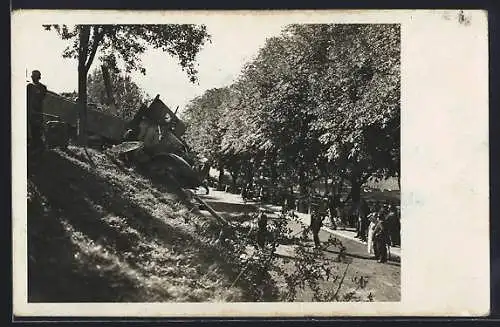 Foto-AK Herzogsweiler, LKW-Unfall auf der Landstrasse 1929