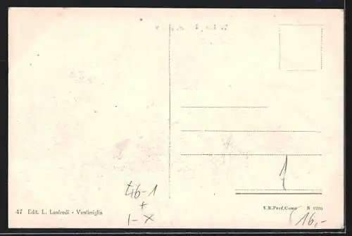 AK Ventimiglia, Via Cavour, Strassenbahn