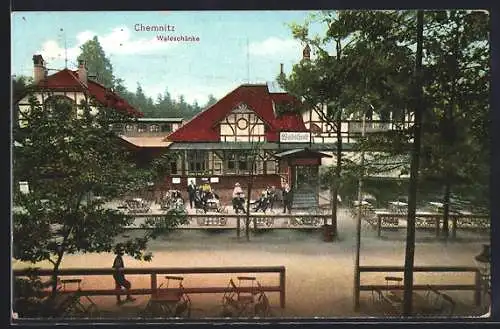 AK Chemnitz, Gasthaus Waldschänke - Gartenansicht