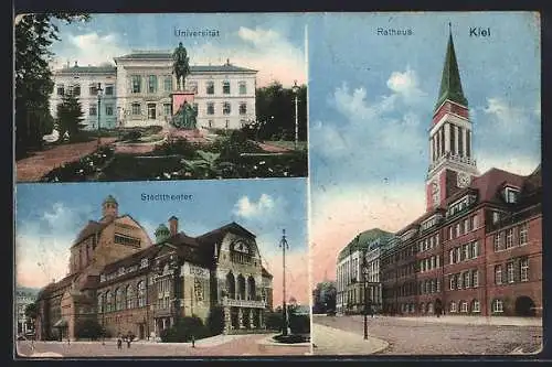 AK Kiel, Universität, Rathaus und Stadttheater