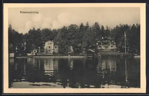 AK Niederpöcking, Wasserpartie mit Wald