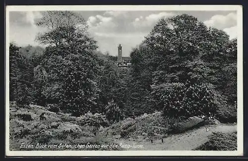 AK Essen / Ruhr, Blick vom Botanischen Garten auf den Radio-Turm