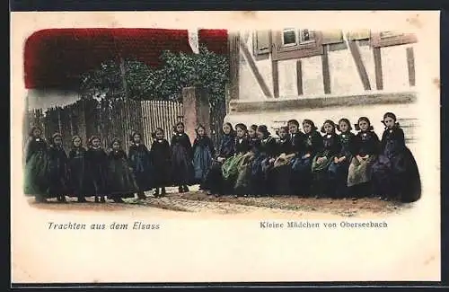 AK Oberseebach, Kleine Mädchen in Trachten