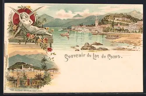 Lithographie Bellagio, Lac de Como, Vue Depuis la Villa Carlotta