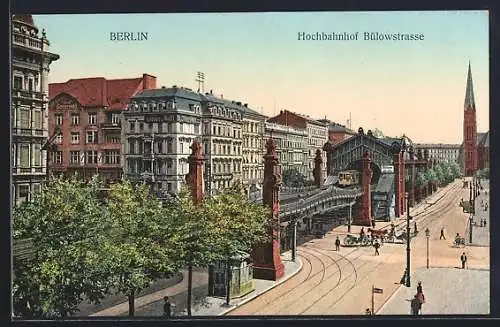 AK Berlin-Schöneberg, Partie am Hochbahnhof Bülowstrasse