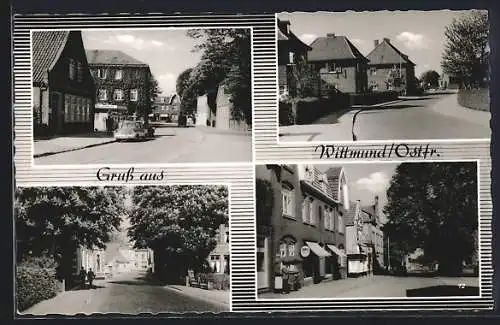 AK Wittmund, Mehrfachansichten, Strassenszenen, Tankstelle, Geschäfte
