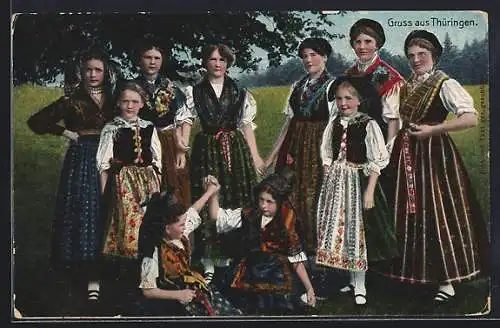 AK Thüringen, Frauen in thüringischer Tracht