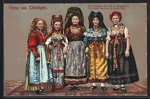 AK Gorgenthal /Thüringen, Mädchen in thüringischer Tracht