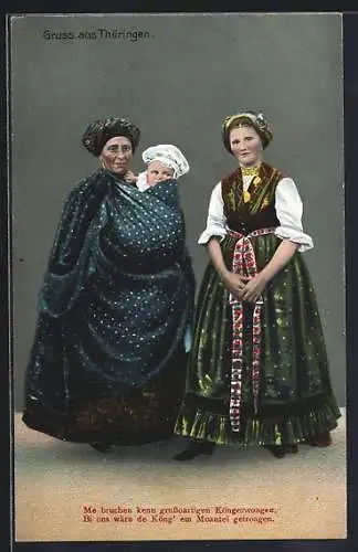 AK Frauen in thüringischer Tracht mit Kind auf dem Arm, Vers