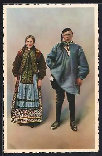 AK Paar in Rieser Volkstracht