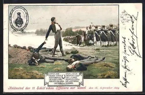 AK Heldentod der 11 Schill`schen Offiziere vor Wesel 1809, Befreiungskriege