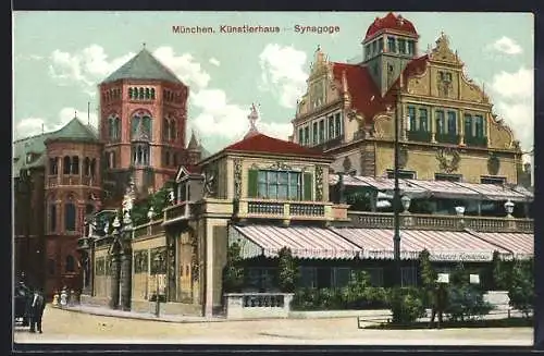 AK München, Synagoge und Künstlerhaus