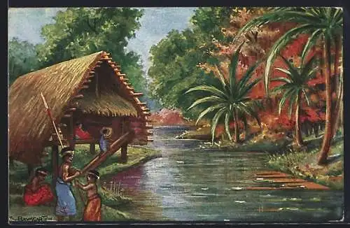 AK Neumecklenburg, Eingeborene am Fluss