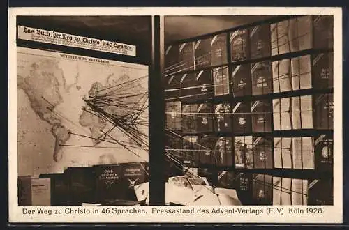 AK Köln, Ostdeutsche Verbandskonferenz 1928, Der Weg zu Christo in 46 Sprachen, Pressastand des Advent-Verlages