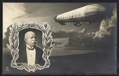 AK Portrait Graf Zeppelin, Luftschiff Zeppelin