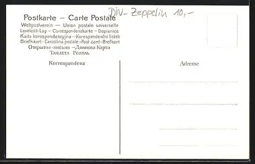 AK Portrait von Graf Zeppelin und ein Luftschiff