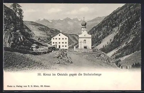 AK Sölden im Oetztal, Hl. Kreuz gegen die Stubaierberge