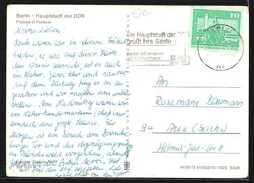 AK Berlin-Pankow, Freibad mit Sprungturm