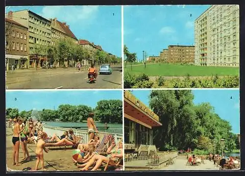 AK Berlin-Weissensee, Michelangelo-Strasse, Klement-Gottwald-Allee, Freibad am Weissen See