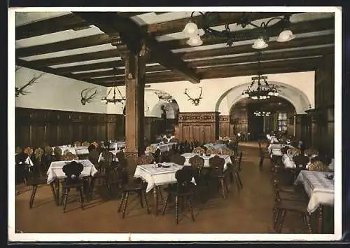 AK Kgl. Münchner Hofbräuhaus v. Hans Bacherl, Trinkstube im 1. Stock