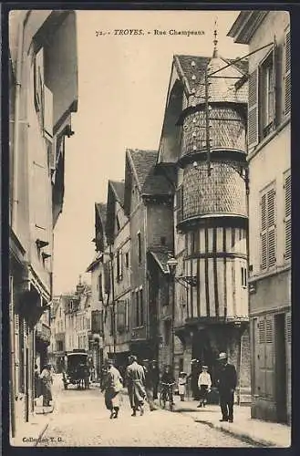 AK Troyes, Rue Champeaux, Strassenpartie