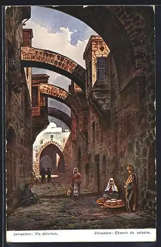 Künstler-AK F.Perlberg: Via Dolorosa in Jerusalem