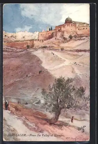 Künstler-AK Jerusalem, The South Wall of Jerusalem