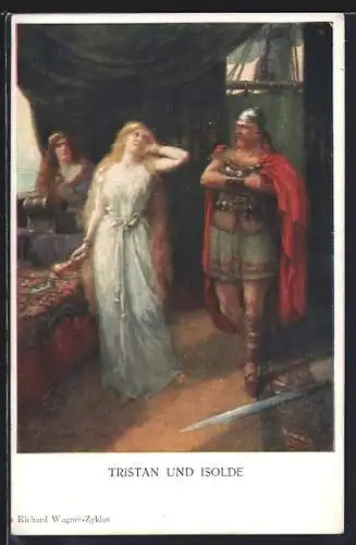 AK Szene aus Richard Wagner`s  Tristan & Isolde 