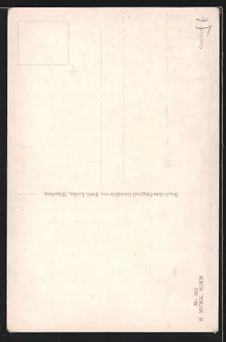 AK Die Walküre, Frau kniet an der Seite eines Kriegers und umfasst flehend seinen Arm