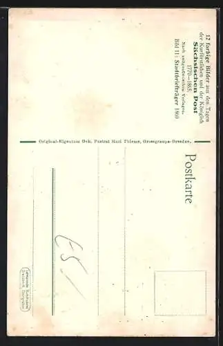 Künstler-AK Stadtbriefträger bei der Aushändigung eines Briefes um 1860