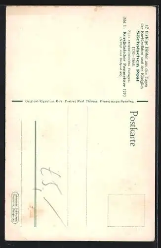 AK Kursächsischer Postmeister fertigt eine Reitpost ab, 1770