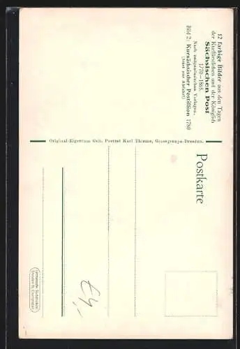 AK Kursächsischer Postillon bläst zur Abfahrt, 1780