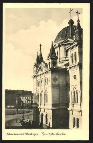 AK Litzmannstadt-Lodz, Teilansicht der Trinitatis Kirche