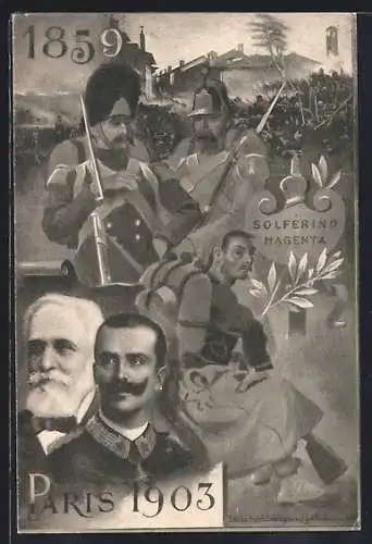 AK Paris, König von Italien und französischer Präsident 1903, Soldaten