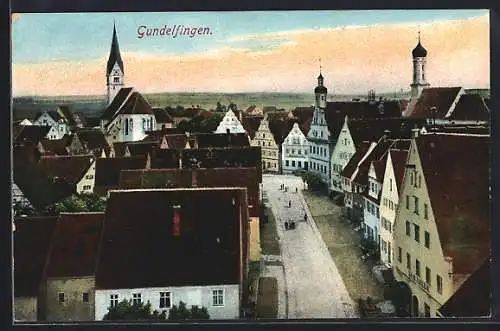 AK Gundelfingen / Bayern, Ortsansicht mit Kirche aus der Vogelschau
