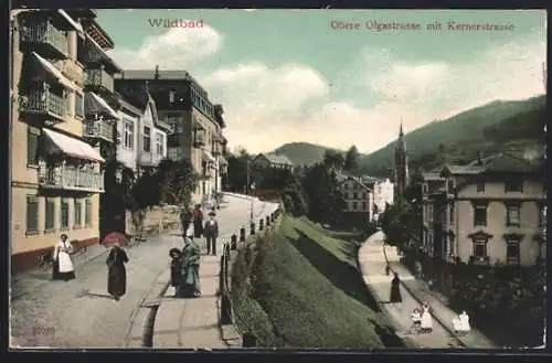AK Bad Wildbad, Obere Olgastrasse mit Kernerstrasse